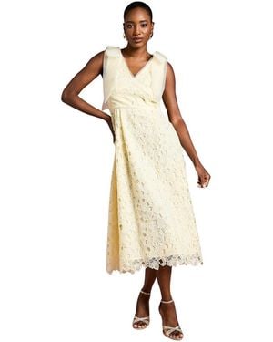 Coast Shoulder Organza Lace Midi Dress - Natural