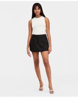 BarIII Pleated Suiting Mini Skort - Black