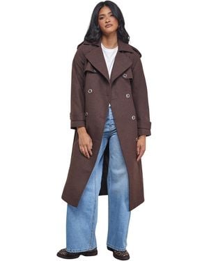 Warehouse Wool Mix Belted Trench Coat - Brown