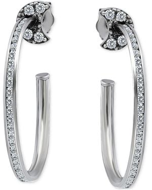Giani Bernini Cubic Zirconia Crescent Moon Small Hoop Earrings - White