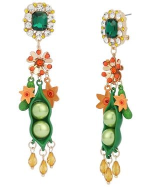 Betsey Johnson Faux Stone Hothouse Bloom Pea Drop Earrings - Green