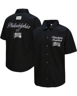Mitchell & Ness Philadelphia 76ers Hardwood Classics Camp Shirt - Black