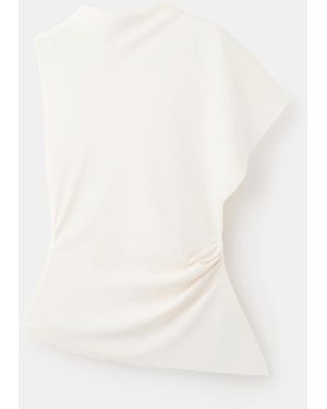 Mango Ruched Detail Asymmetrical Blouse - White