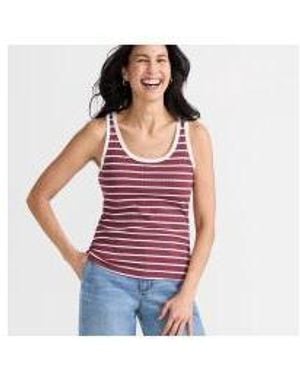 Lands' End Pointelle Rib Uneck Tank - Blue