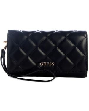 Guess Tinsley Quilted Phone Organizer Wristlet - Black
