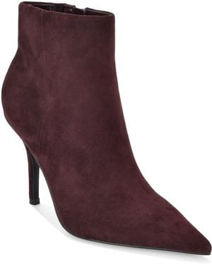 Nine West Galz Suede Ankle Pointed Toe Dress Booties - Purple