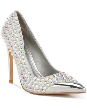 LONDON RAG Super Fan Diamante Embellished Stiletto Pumps - White