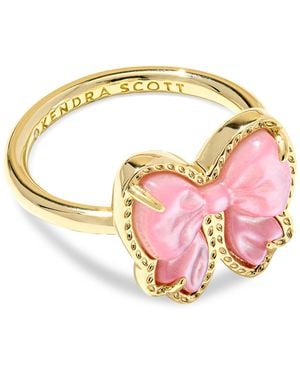 Kendra Scott Haley Gold-tone Bow Band Ring - Pink