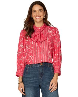 Democracy Petite 3/4-sleeve Button-down Woven Shirt - Red