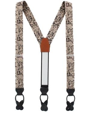 Trafalgar Vintage Comic Art Novelty Silk Button End Suspenders - White