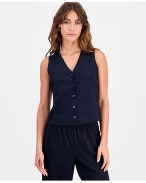 BarIII Textured Knit Vest - Blue