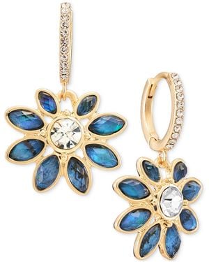 Lonna & Lilly Multi-stone Floral Pave Hoop Earrings - Metallic