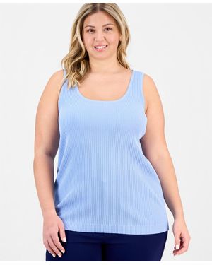 Jones New York Plus Size Sutton Rib-knit Sweater Tank - Blue