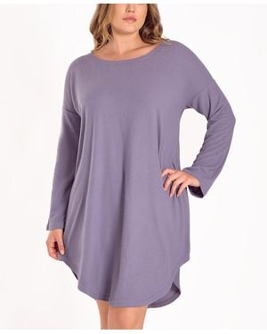 iCollection Plus Size Baby Waffle Stretch Knit Sleep Shirt - Purple