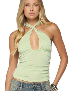 Edikted Surrey Knotted Cutout Halter Top - Green