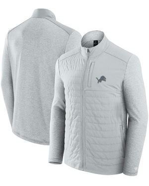 Fanatics And Gray/heather Gray Detroit Lions Front Office Tonal Full-zip Jacket