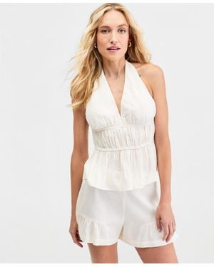 BarIII Linen-blend Halter Top - White