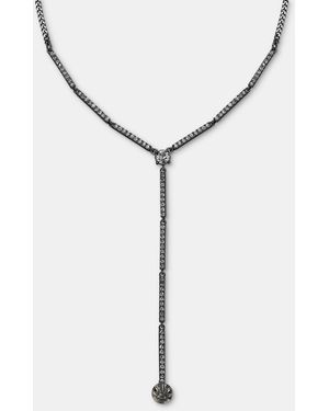 Givenchy Adjustable Crystal Gunmetal Y-neck Necklace - White