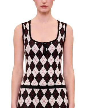 Pcfg Daydreamers Argyle Sleeveless Knit Top - Black