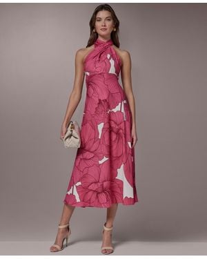 Donna Karan Halter Neck Midi Dress - Pink