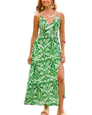 CUPSHE Tropical Whispers Green Maxi Beach Dress