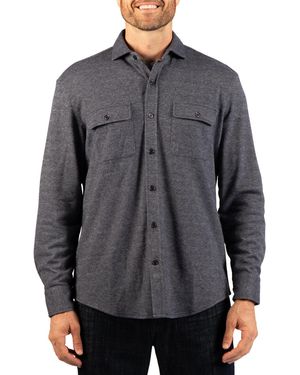 Tailorbyrd Oversized-fit Brushed Melange Twill Overshirt - Gray