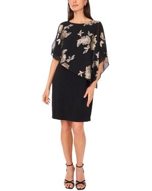 Msk Foil Cape Short Dress - Black