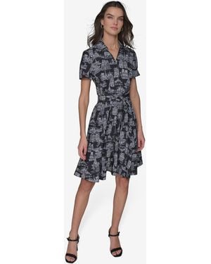 KARL LAGERFELD Paris Toile Tie-waist Dress - Blue