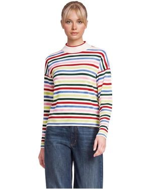 Lands' End Cashtouch Drop-shoulder Mock Neck Cotton-blend Sweater - Blue