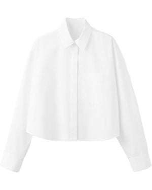 Mango Long-sleeve Pocket Cropped Shirt - White