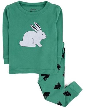 Leveret Kids Matching Family Two Piece Cotton Easter Pajamas 6-14 - Green