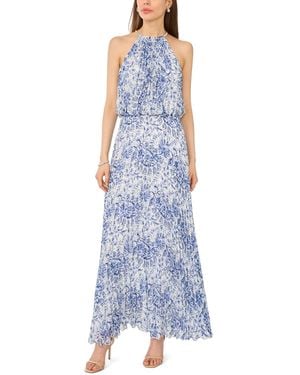 Msk Halter Neck Bloused Maxi Dress - Blue