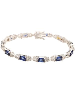 SUZY LEVIAN NEW YORK Suzy Levian Sterling Silver Emerald-cut Sapphire & Created White Sapphire Tennis Bracelet