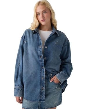 Levi's Jordan Long-sleeve Relaxed-fit Embellished Denim Shirt - Blue