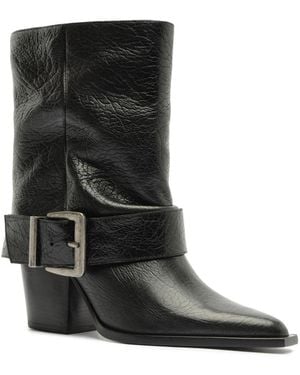 SCHUTZ SHOES Parker Buckle Block Heel Dress Booties - Black