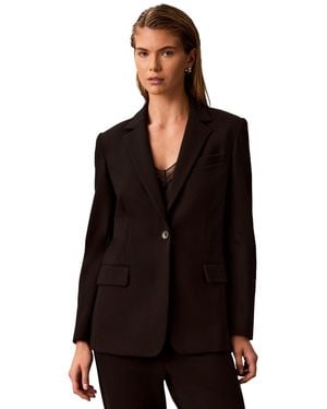 Calvin Klein One Button Notch Collar Blazer - Black