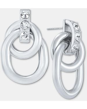 INC International Concepts Pave Linked Circle Drop Earrings - Metallic