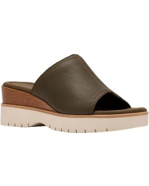Clarks Diaz Slide Open Toe Wedge Sandals - Brown