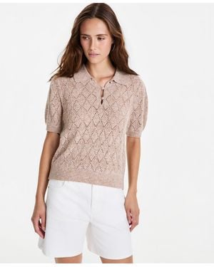 And Now This Pointelle-knit Short-sleeve Polo - Multicolor