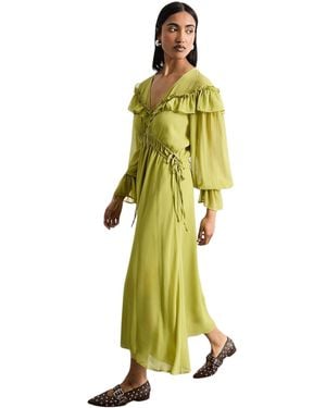 Warehouse Ruffle Shoulder Detail Boho Maxi Dress - White