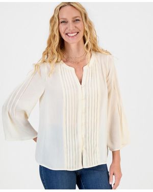 Style & Co. Satin Pintuck Bell-sleeve Top - White