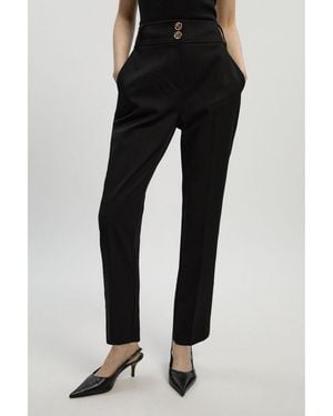 Karen Millen Textured Stretch Straight Leg Trouser - Black