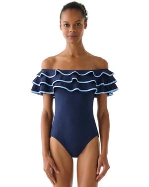 Kate Spade Kate Spade Ruffle One-piece Swimsuit - Blue