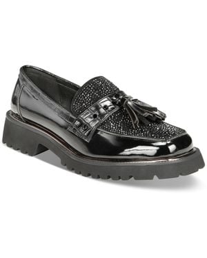 THINGS II COME Lenna Embellished Lug Sole Loafers - Black