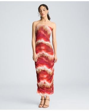 Kenneth Cole Strapless Ruched Midi Dress - Red