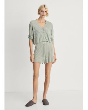 Mango Openwork Detail Pajama Cardigan - Gray