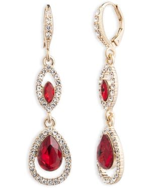 Givenchy Rhodium Emerald Silver-tone Double Drop Earrings - Red