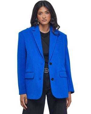 Warehouse Oversized Blazer Coat - Blue