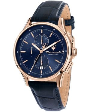 Maserati Chronograph Leather Watch - Blue