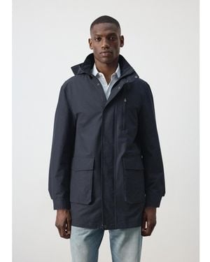 Mango Water-repellent Straight-fit Hooded Parka - Blue